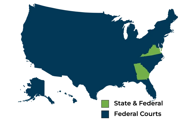 Map of states where Johnson Citronberg represents clients.